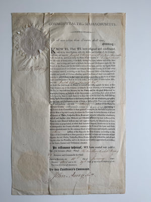 Caleb Strong — 1805 Massachusetts Justice of the Peace Commission for Maine with Great Seal