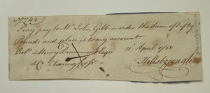 1781 EARL OF HILLSBOROUGH SIGNED £50 BANK DRAFT — BRITISH COLONIAL SECRETARY DURING THE AMERICAN REVOLUTION