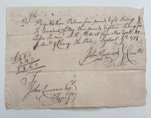 1777 Revolutionary War Pay Order Reimbursing Soldiers for Losses During Washington’s Retreat from New York — Connecticut