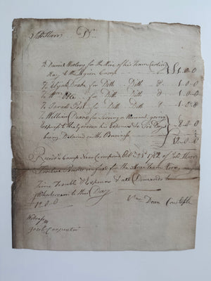 1782 Lauzun’s Legion–Related Revolutionary War Supply Account — Hay Delivered to the “Legion Camp” and an Express Sent to Governor Trumbull
