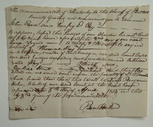 1815 Kentucky Pioneer Benjamin Helm Signed Court Summons — Early Elizabethtown and Abraham Lincoln Association