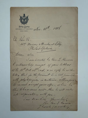 Enrico Caruso and the Creation of a 1907 Rose Company Photographic Postcard—Original Letter and Finished Souvenir Card