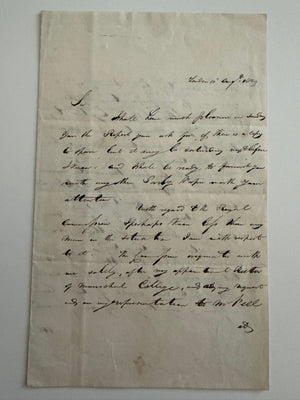1839 REFORMER JOSEPH HUME—POLITICAL AND EDUCATIONAL LETTER TO MATHEMATICIAN WILLIAM WALLACE