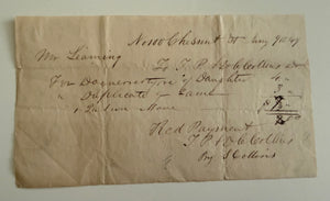 PIONEER PHOTOGRAPHY—1849 PHILADELPHIA DAGUERREOTYPE RECEIPT FROM T. P. & D. C. COLLINS