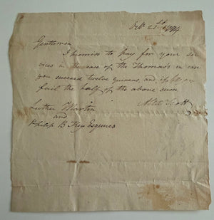 1794 LEGAL FEE AGREEMENT ADDRESSED TO FOUNDING FATHER LUTHER MARTIN AND PHILIP BARTON KEY—UNCLE OF FRANCIS SCOTT KEY