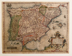 Abraham Ortelius — Magnificent Renaissance Map of Spain and Portugal, circa 1573–1612