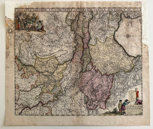 Frederick de Wit — Decorative Map of Gelderland and Zutphen, circa 1680