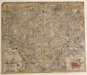 Circa 1740 Matthäus Seutter Hand-Colored Map of Luxembourg with Fortified City Plan