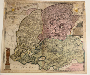 1706 Pieter Schenk Monumental Map of Friesland—Full Period Hand Color
