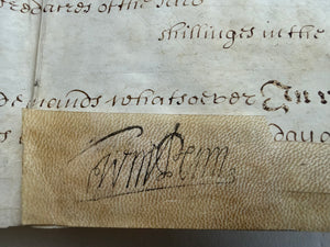 William Penn Signed 1682 Pennsylvania Proprietary Indenture Form