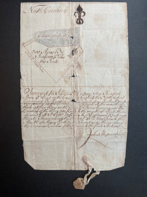 1772 Colonial North Carolina Coastal Survey with Original Wax Seal—Carteret County,