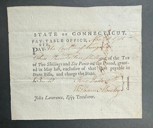 1781 Revolutionary War Connecticut Pay-Table Order Signed by Fenn Wadsworth and William Moseley