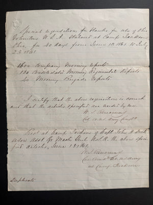 1861 William S. Rosecrans Twice-Signed Civil War Requisition—Commanding the 23rd Ohio at Camp Jackson