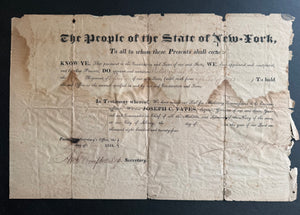 1824 New York Militia Commission Signed by Governor Joseph C. Yates—Walter Mead, Orange County