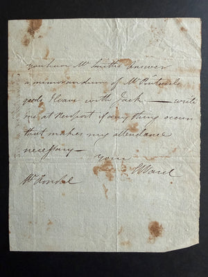 1790's ? Attributed to Samuel Ward Jr.—Revolutionary War Officer—Autograph Business Note Signed, Undated