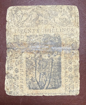 1756 Delaware Twenty Shillings—Benjamin Franklin & David Hall Colonial Currency