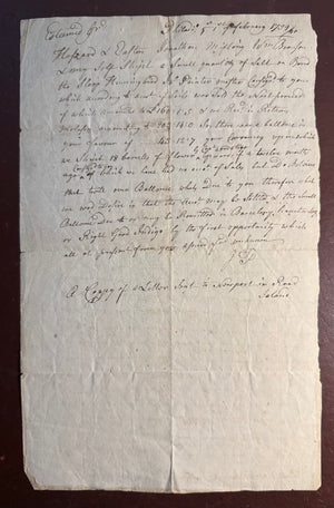 1739/40 Philadelphia–Newport Merchant’s Letter — Salt, Molasses, Flour & Indigo  Philadelphia, February 5, 1739/40 [1740]