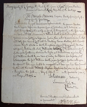 1774 Colonial Rhode Island Land Writ — Names Two Declaration Signers, Stephen Hopkins and William Ellery